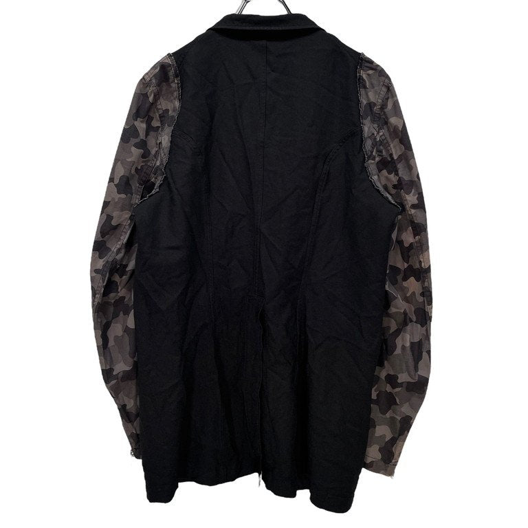 BLACK COMME des GARCONS 12SS ポリエステル縮絨迷彩リップストップ切替4Bテーラードジャケット ブレザー カモフラージュ アウター ブラック コムデギャルソン メンズ レディース ユニセックス