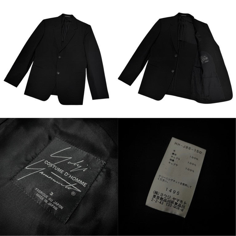 Yohji Yamamoto COSTUME D'HOMME 21AW ウールギャバジン袖裏地ストライプ2Bテーラードジャケット ブレザー ブルゾン コート アウター Pour Homme ヨウジヤマモト コスチュームドオム メンズ