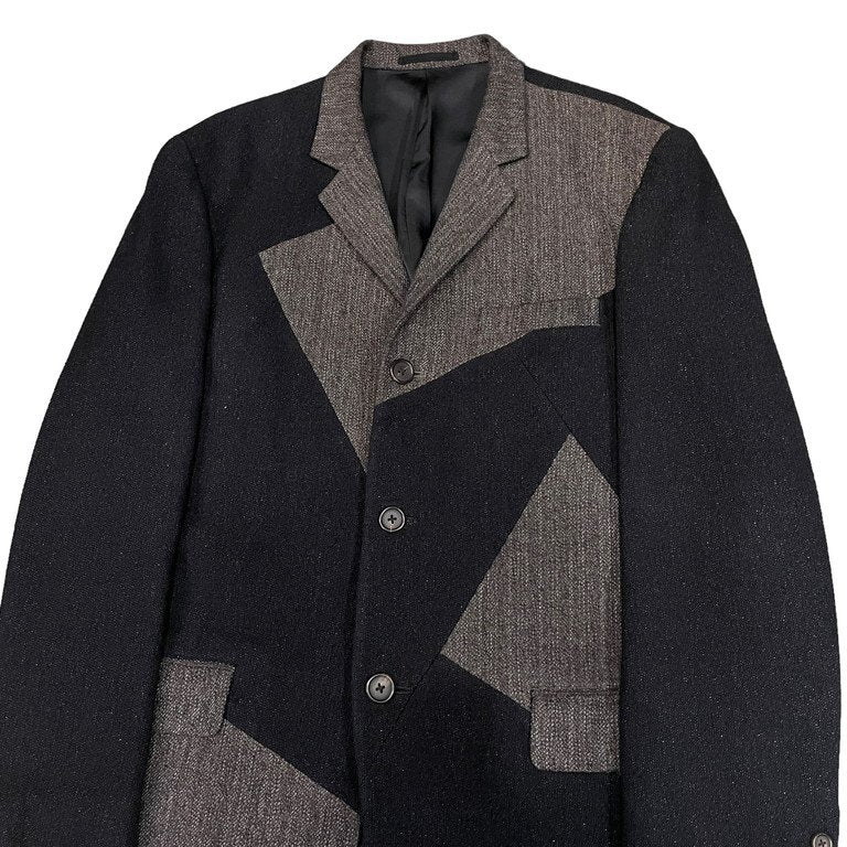 Y's for men ウールコットンシルクツイードパッチワーク3Bテーラードジャケット ブレザー Archive 切り替え Yohji Yamamoto