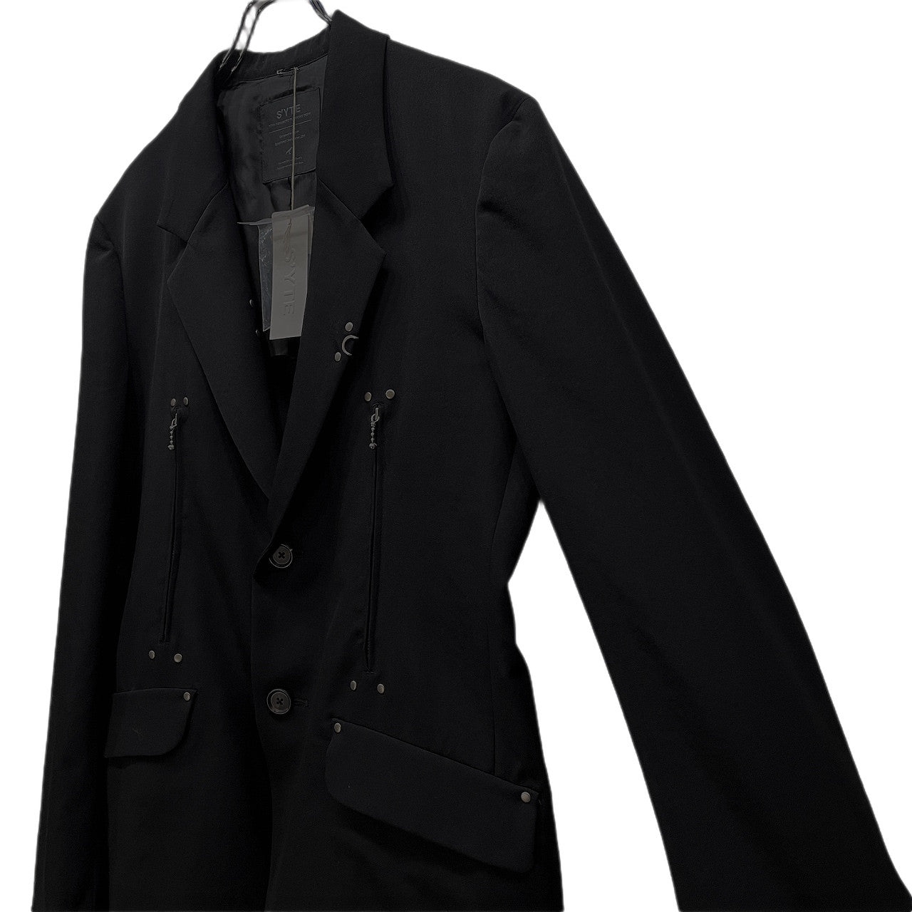 S'YTE Yohji Yamamoto ウールギャバジンスタッズジップデザイン2Bテーラードジャケット ブレザー ブルゾン コート アウター 未使用タグ付き サイト ヨウジヤマモト メンズ
