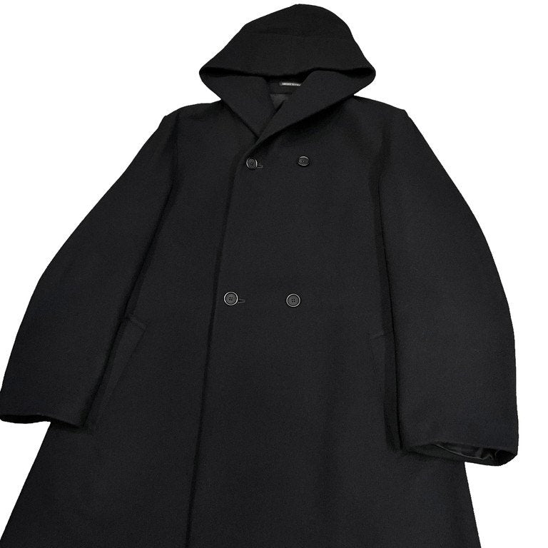 Yohji Yamamoto Pour Homme 21AW エアリーモッサダブルブレストフーデッドロングコート アウター メルトン HE-C18-508