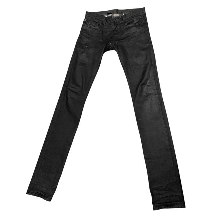 Dior Homme ブラックデニムコーティングストレッチスキニーパンツ ボトムス Archive 00s ディオールオム メンズ