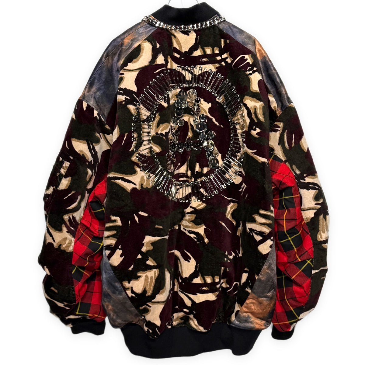 KIDILL ANARCHY MA-1 JACKET スマイリーアナーキーチェーン装飾切り替えボンバージャケット ブルゾン コート アウター チェック 迷彩 総柄 KL734 キディル メンズ