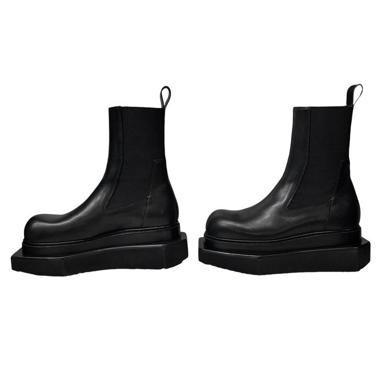 Rick Owens BEATLE TURBO CYCLOPS ビートルターボサイクロプスブーツ カーフレザースクエアトゥサイドゴアシャークソールプラットフォームシューズ チェルシー 40 定価282,000円 RU01D3877 LOO リックオウエンス メンズ