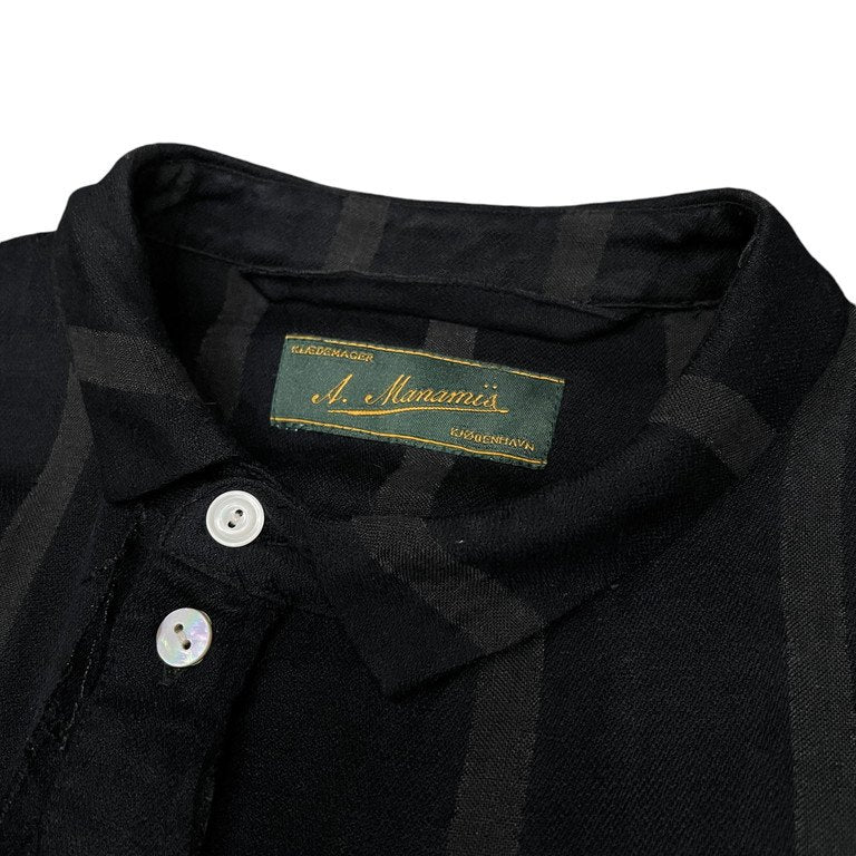 Aleksandr Manamis 24AW BIAS COLLAR STRIPE SHIRT バンブーリネンストライプアシンメトリーロングシャツ トップス タグ保存袋有 メンズ 定価\96,800- アレクサンダーマナミス