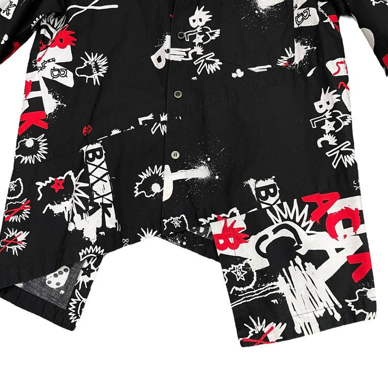 BLACK COMME des GARCONS 16SS ランダムカッティングアートプリントシャツ 変形 総柄 ブラウス トップス ブラック コムデギャルソン メンズ レディース ユニセックス