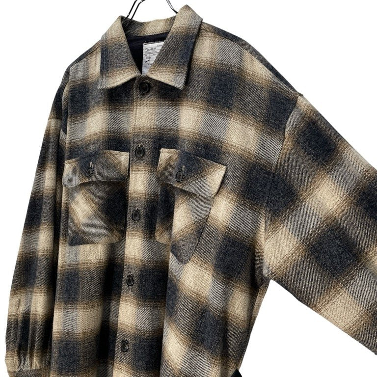 SHAREEF STUDIOUS別注 INSTRUCTIONS刺繍オーバーサイズチェックフランネルシャツ ダブルポケット ブラウス トップス シャリーフ メンズ