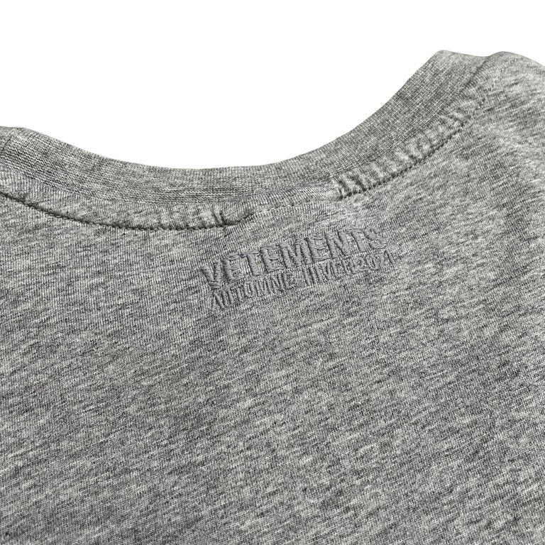 VETEMENTS 21AW フロントバックロゴプリント刺繍クルーネックカットソー Tシャツ Tee T-shirt 半袖 UAH21TR501 GREY GRIS ヴェトモン メンズ レディース ユニセックス