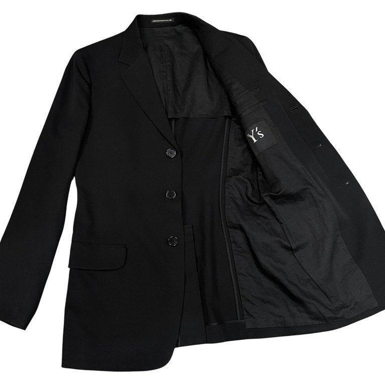 Y's for men ウールギャバジン袖裏ストライプ3Bテーラードジャケット ブレザー ブルゾン コート アウター Archive Yohji Yamamoto Pour Homme ヨウジヤマモトプールオム ワイズフォーメン メンズ