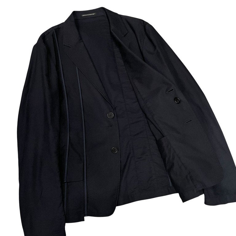 Yohji Yamamoto Pour Homme 16SS コットンギャバジン縦線切替パイピングストライプテーラードジャケット Archive リバーシブル ブレザー コート アウター ヨウジヤマモトプールオム メンズ