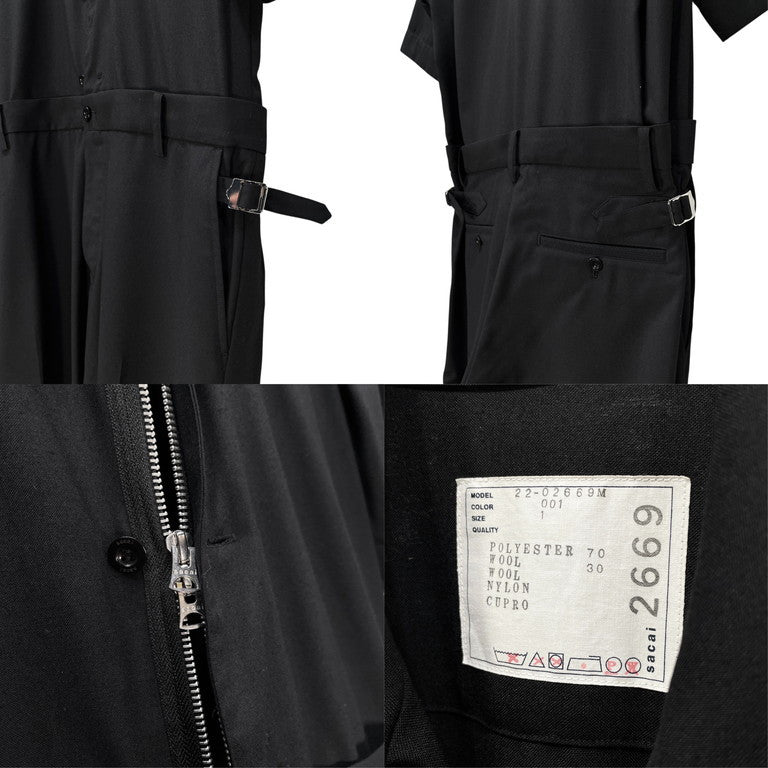 sacai 22AW SUITING JUMPSUITS スーツクロスジップアップジャンプスーツ つなぎ オーバーオール ジャケット パンツ サカイ メンズ