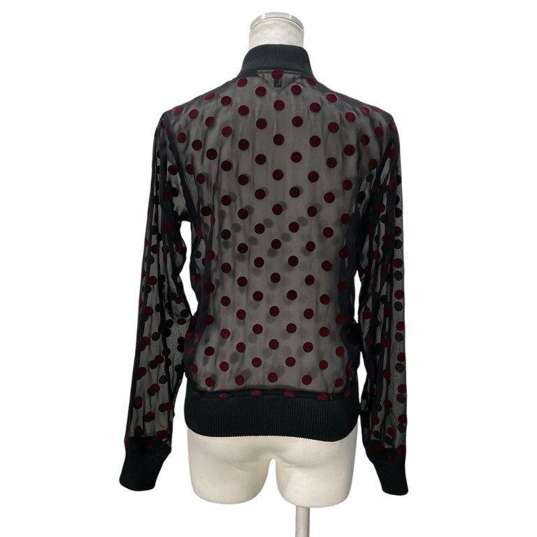 robe de chambre COMME des GARCONS シースルーフロッキードットカットスラッシュジップアップブルゾン ジャケット Archive アウター 現コムコム コムデギャルソン レディース