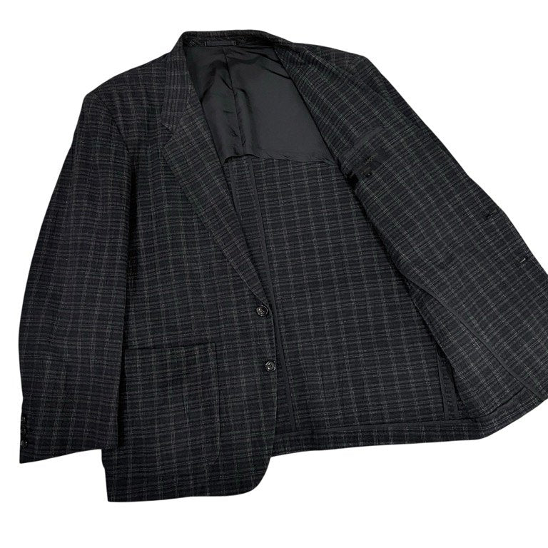 COMME des GARCONS HOMME 皺加工コットン2Bチェックテーラードジャケット Archive 80s 90s シワ CdG ブレザー アウター コムデギャルソンオム メンズ