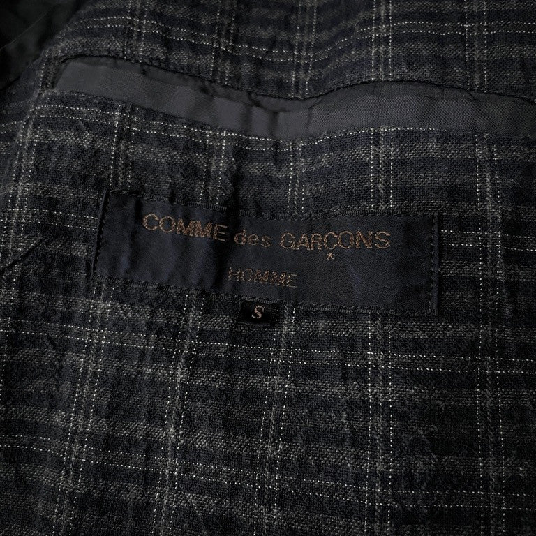 COMME des GARCONS HOMME 皺加工コットン2Bチェックテーラードジャケット Archive 80s 90s シワ CdG ブレザー アウター コムデギャルソンオム メンズ