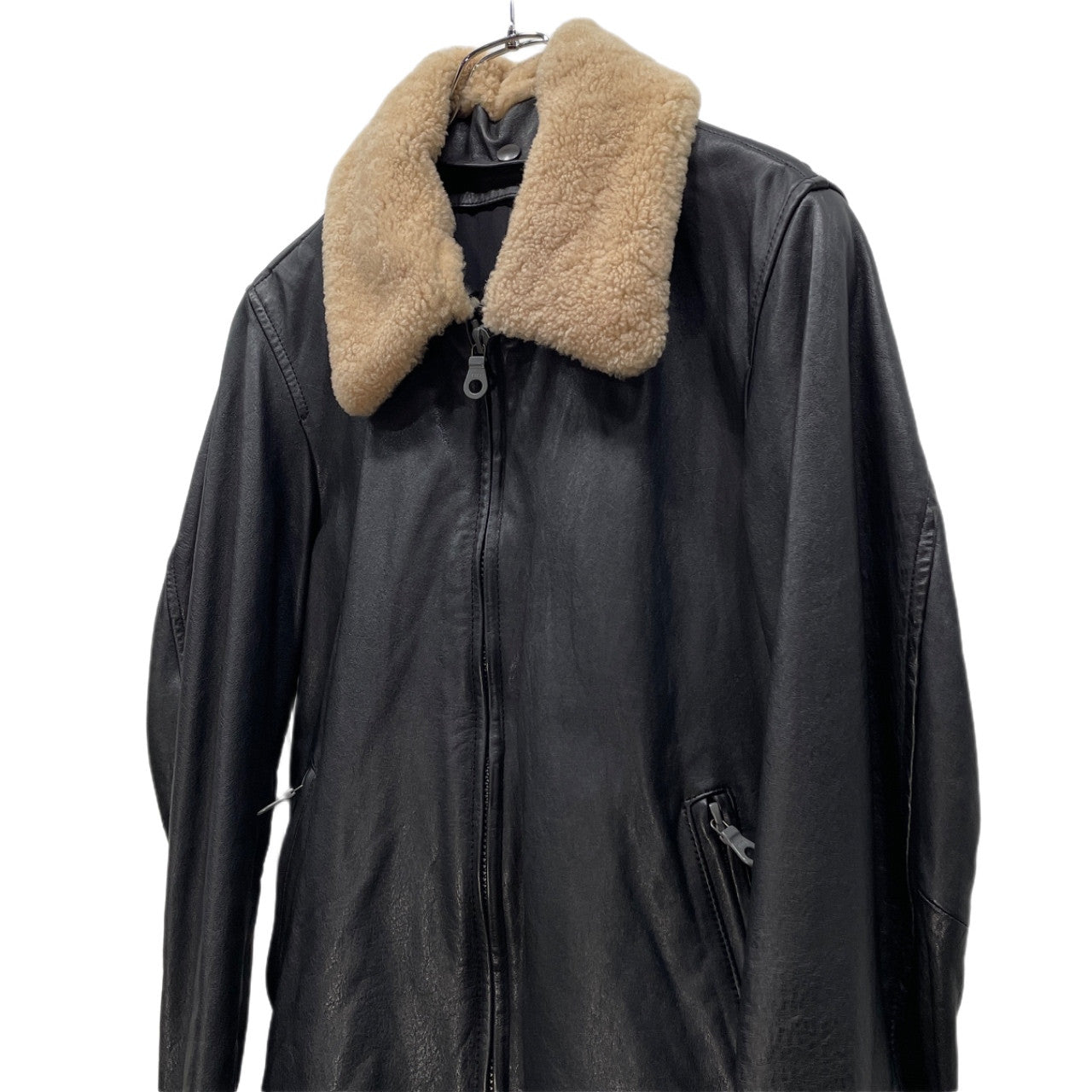 Yohji Yamamoto Pour Homme 10AW 襟ボアホースレザージャケット ライダース ririジップ ファー ブルゾン コート アウター Archive THE MEN 4.1 2010 TOKYO ヨウジヤマモトプールオム メンズ