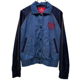 Vivienne Westwood RED LABEL 20SS コットンリネンライトオンスデニムオーブ刺繍袖切替ブルゾン ジャケット コート アウター ヴィヴィアンウエストウッド レッドレーベル レディース