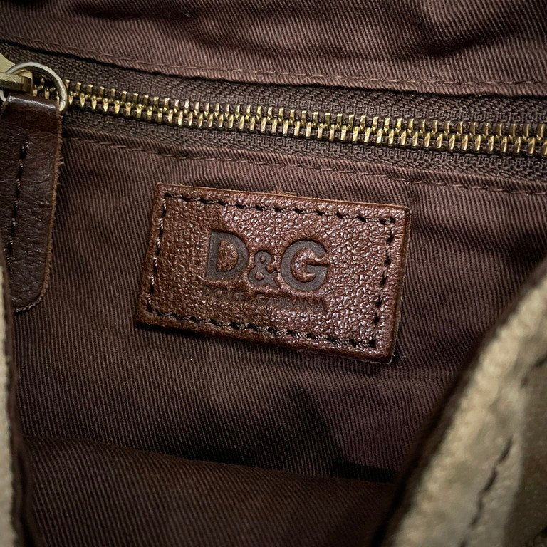 DOLCE&GABBANA リネンキャンバスレザートリミングショルダーバッグ 鞄 カバン D&G Archive ドルチェアンドガッバーナ メンズ レディース ユニセックス