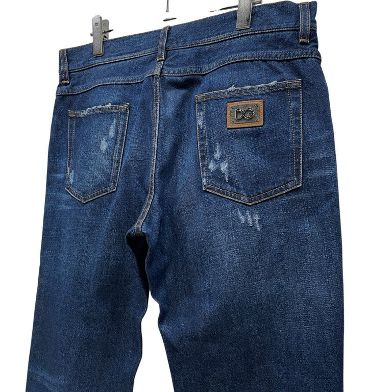 DOLCE&GABBANA DENIM TAORMINA ダメージ加工インディゴデニムテーパードパンツ ジーンズ ボトムス D&G ドルチェアンドガッバーナ メンズ