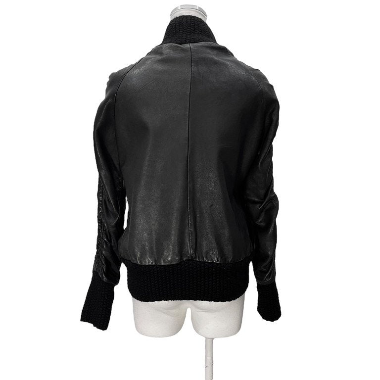 GIORGIO BRATO ラムレザーアームシャーリングニットリブブルゾン ジャケット ライダース コート アウター ジョルジオブラット レディース