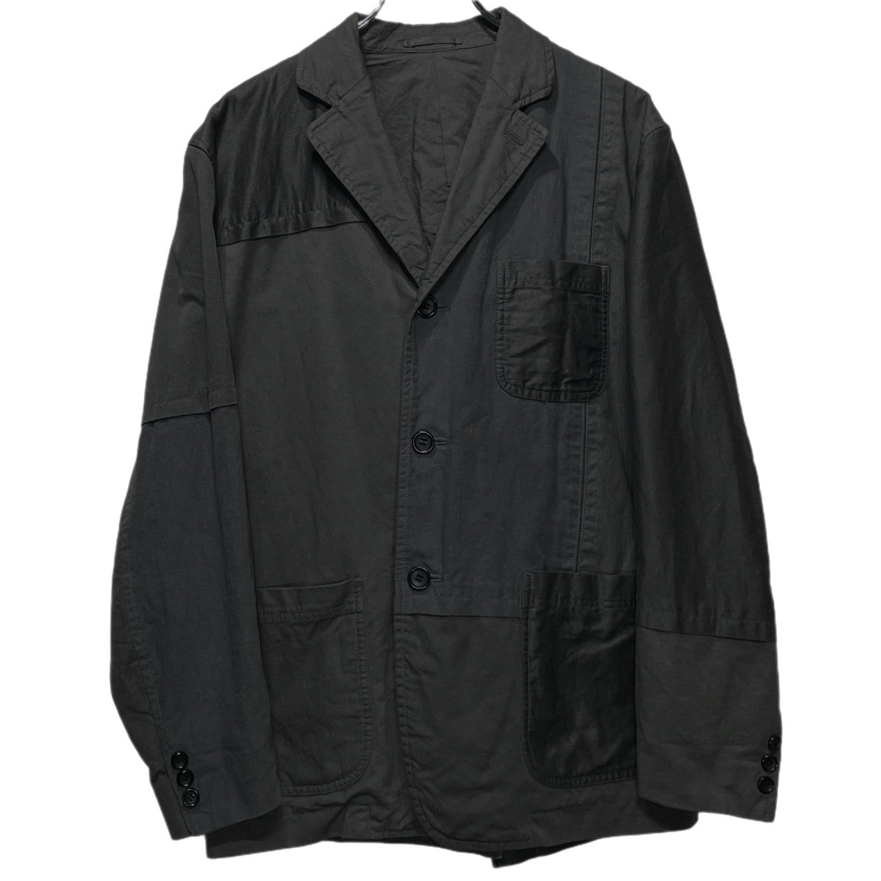 COMME des GARCONS HOMME 21SS コットンリネン製品染め切替パッチワークジャケット ブルゾン コート アウター コムデギャルソンオム メンズ