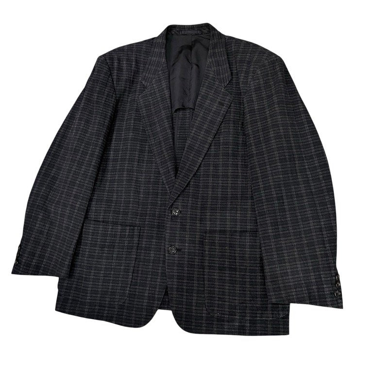 COMME des GARCONS HOMME 皺加工コットン2Bチェックテーラードジャケット Archive 80s 90s シワ CdG ブレザー アウター コムデギャルソンオム メンズ