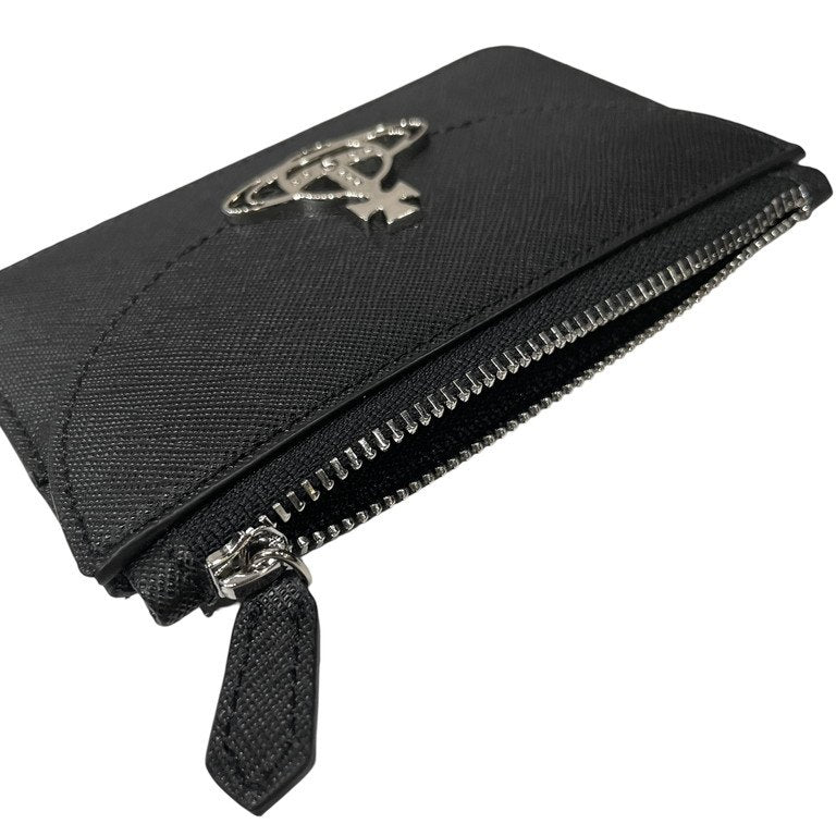 Vivienne Westwood SAFFIANO HALF MOON CARD HOLDER メタルオーブロゴハーフムーンレザーカードホルダー コインケース ウォレット