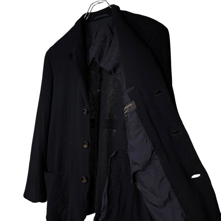 COMME des GARCONS HOMME PLUS ウールナイロンガーゼ5ポケットナローラペル3Bテーラードジャケット ブレザー Archive 90s 初期 ブルゾン コート アウター コムデギャルソンオムプリュス メンズ