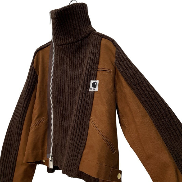 sacai × carhartt WIP 25AW Duck x Wool Knit Blouson ウールニットドッキングダックブルゾン 切替 ジャケット コート アウター キャンバス 25-08085 未使用タグ付き 定価176,000円 サカイ カーハート メンズ