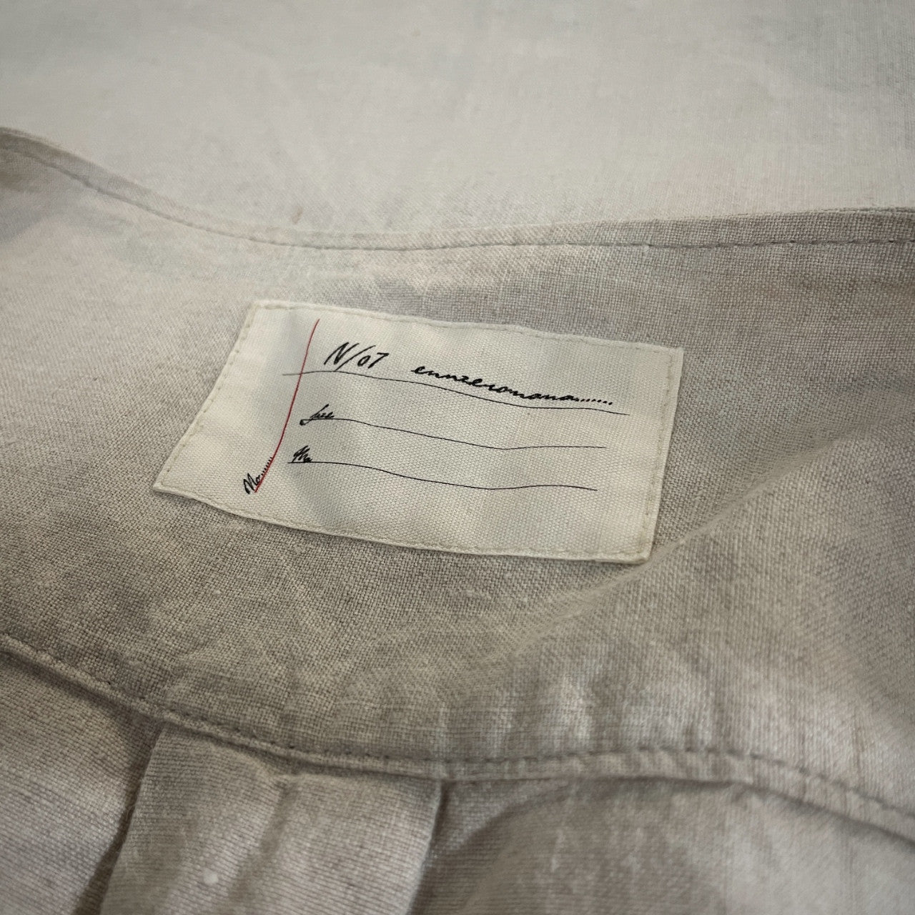 N/07 リネンポプリンノーカラープルオーバーシャツ チュニック ヘンリーネック トップス エヌゼロナナ メンズ