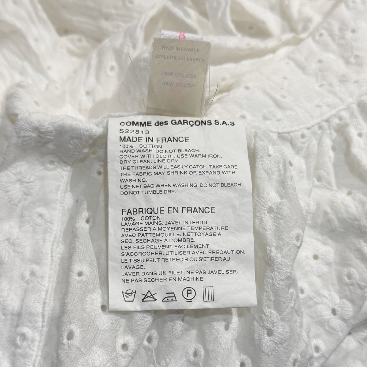 COMME des GARCONS SHIRT PINK 14SS レースカットワークコットンエプロンワンピース  花柄 巻きスカート トップス Archive ギャルソン レディース