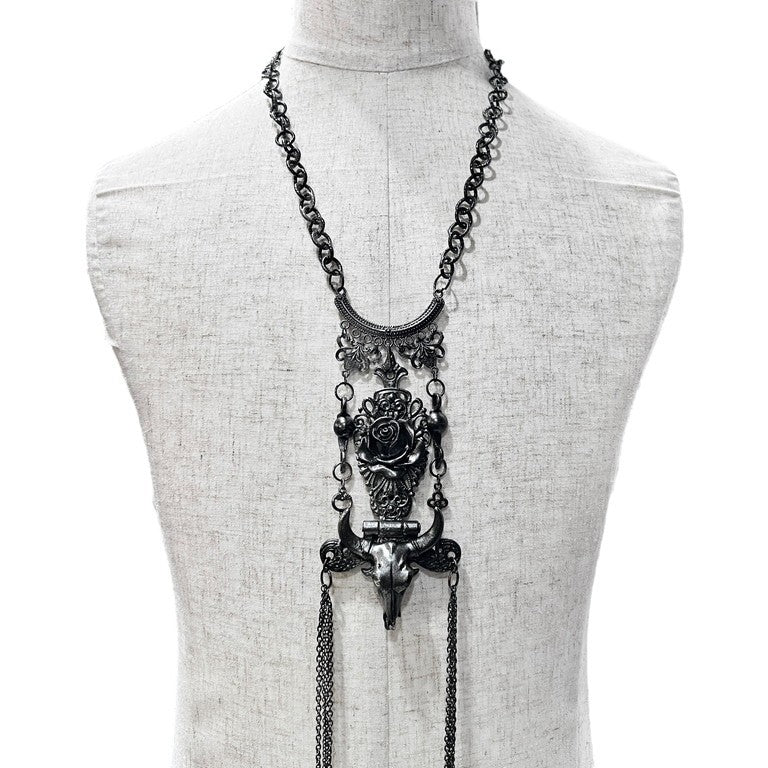 Jean Paul GAULTIER ローズバッファローロングチェーンネックレス 一点物 激レア 希少 Archive 90s 00s JPG 未使用 薔薇 バフォメット ペンダント アクセサリー ジャンポールゴルチエ メンズ レディース ユニセックス