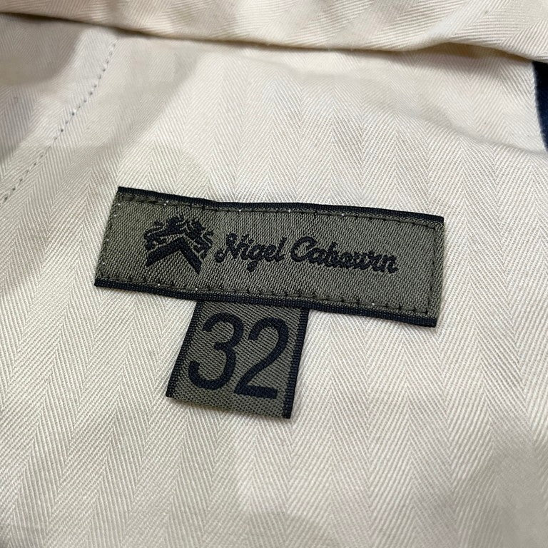 Nigel Cabourn リネンツイル2タックワイドオフィサーパンツ ボトム ワーク ミリタリー サスペンダーボタン ナイジェルケーボン メンズ