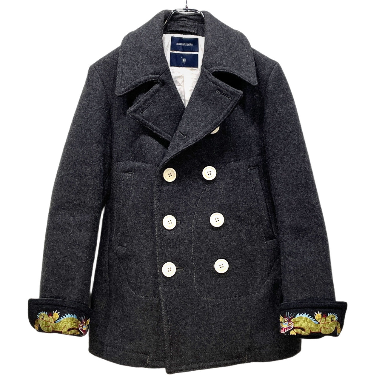MIHARA YASUHIRO 龍刺繍ウールメルトンピーコート PEA COAT ダブルブレスト ジャケット ブルゾン アウター Archive 00s ミハラヤスヒロ メンズ