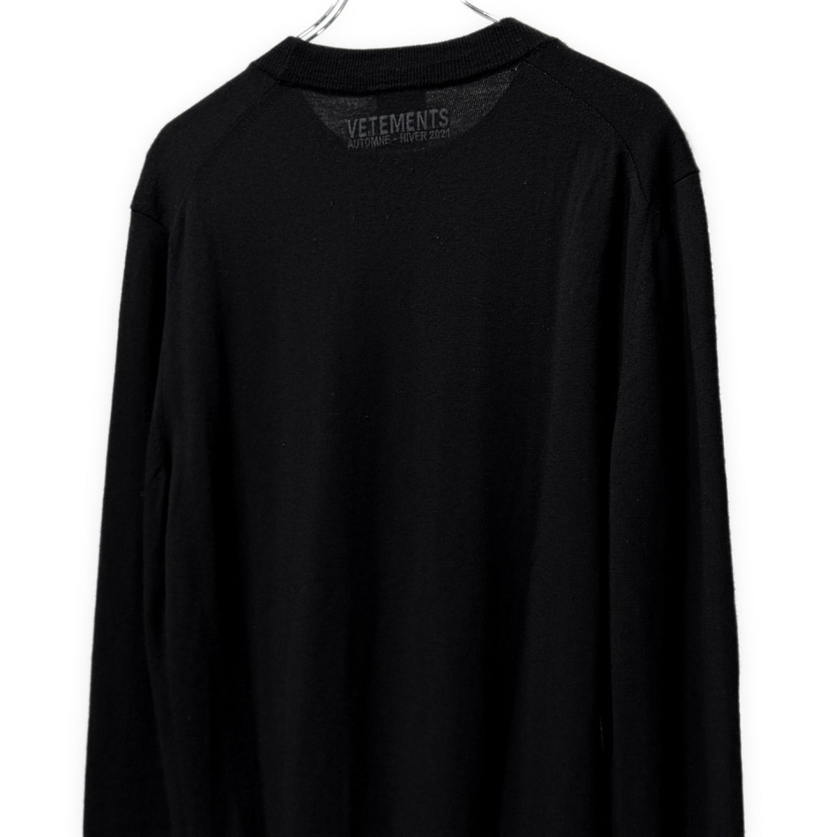 VETEMENTS 21AW ロゴプリント刺繍メリノウールクルーネックニットセーター トップス UAH21KN054 ヴェトモン メンズ