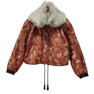 LUNA MATTINO 総シルク刺繍ファー襟ジップアップショートブルゾン ジャケット コート アウター Archive 80s 90s ルナマティーノ メンズ レディース ユニセックス