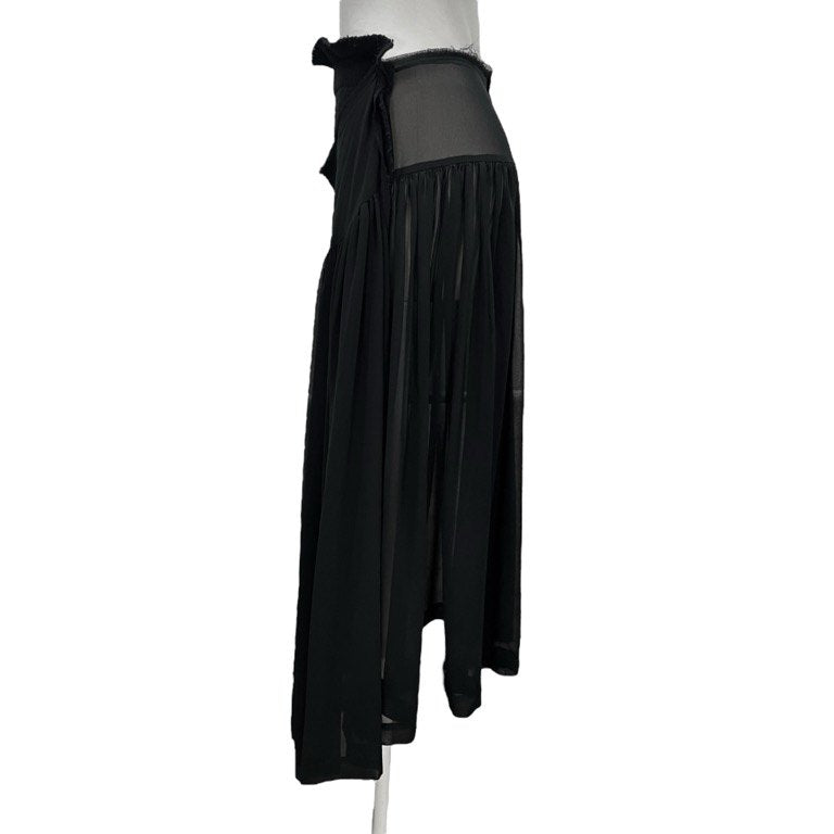 COMME des GARCONS 02AW シフォンニットドッキングレイヤードカットオフシースルーギャザースカート Archive Knitting is Free ボトムス コムデギャルソン レディース