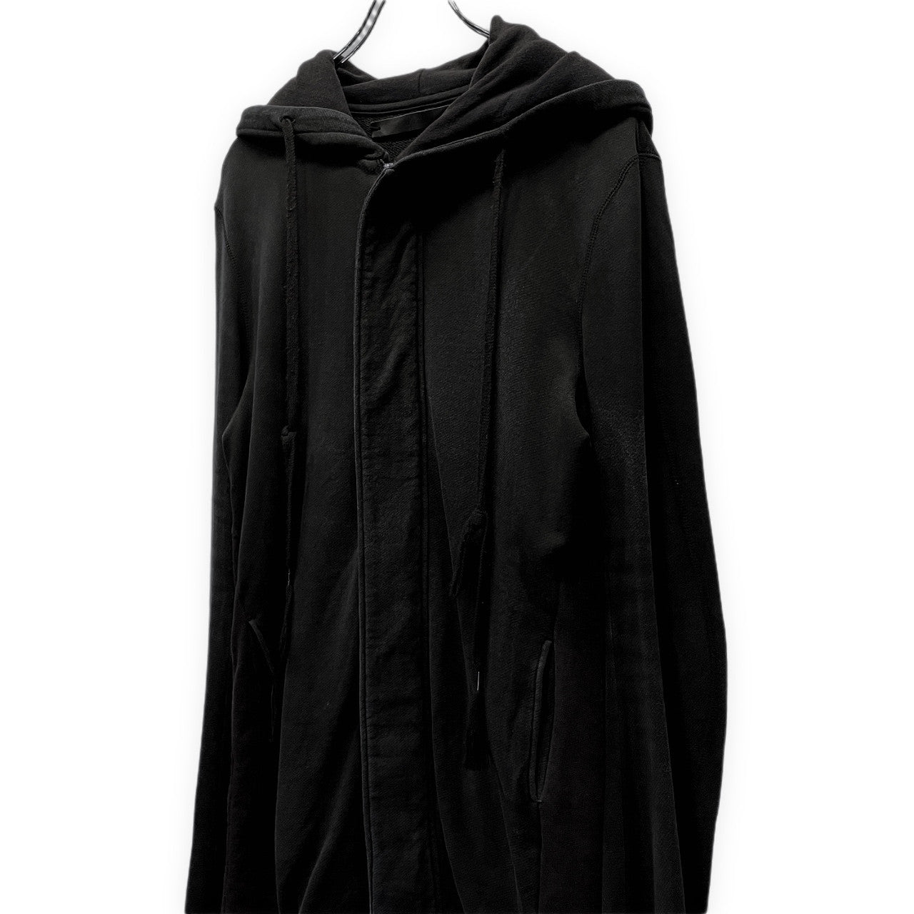 N/07 バックカットオフレイヤードサムホールリブスウェットロングパーカー フーディ 指貫 トップス アウター エヌゼロナナ メンズ