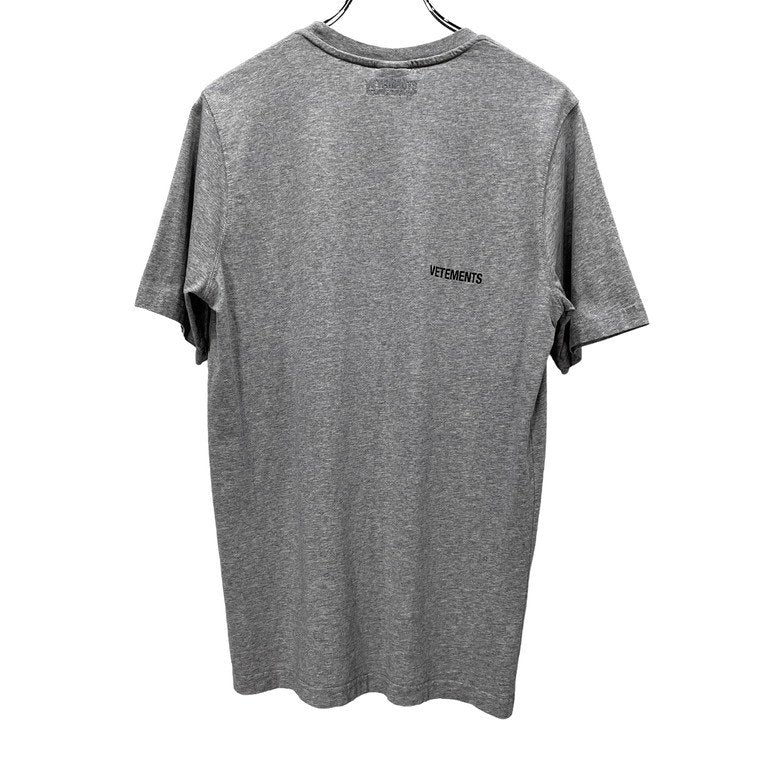 VETEMENTS 21AW フロントバックロゴプリント刺繍クルーネックカットソー Tシャツ Tee T-shirt 半袖 UAH21TR501 GREY GRIS ヴェトモン メンズ レディース ユニセックス