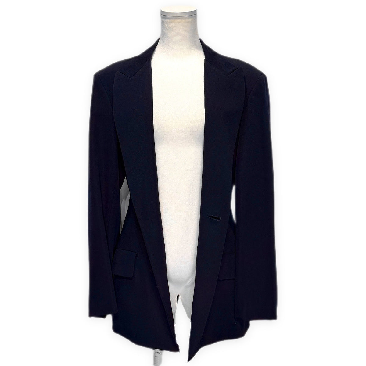 Y's 97AW ウールネイビーピークドラペル1Bテーラードジャケット アウター Archive 90s Yohji Yamamoto ヨウジヤマモト ワイズ レディース