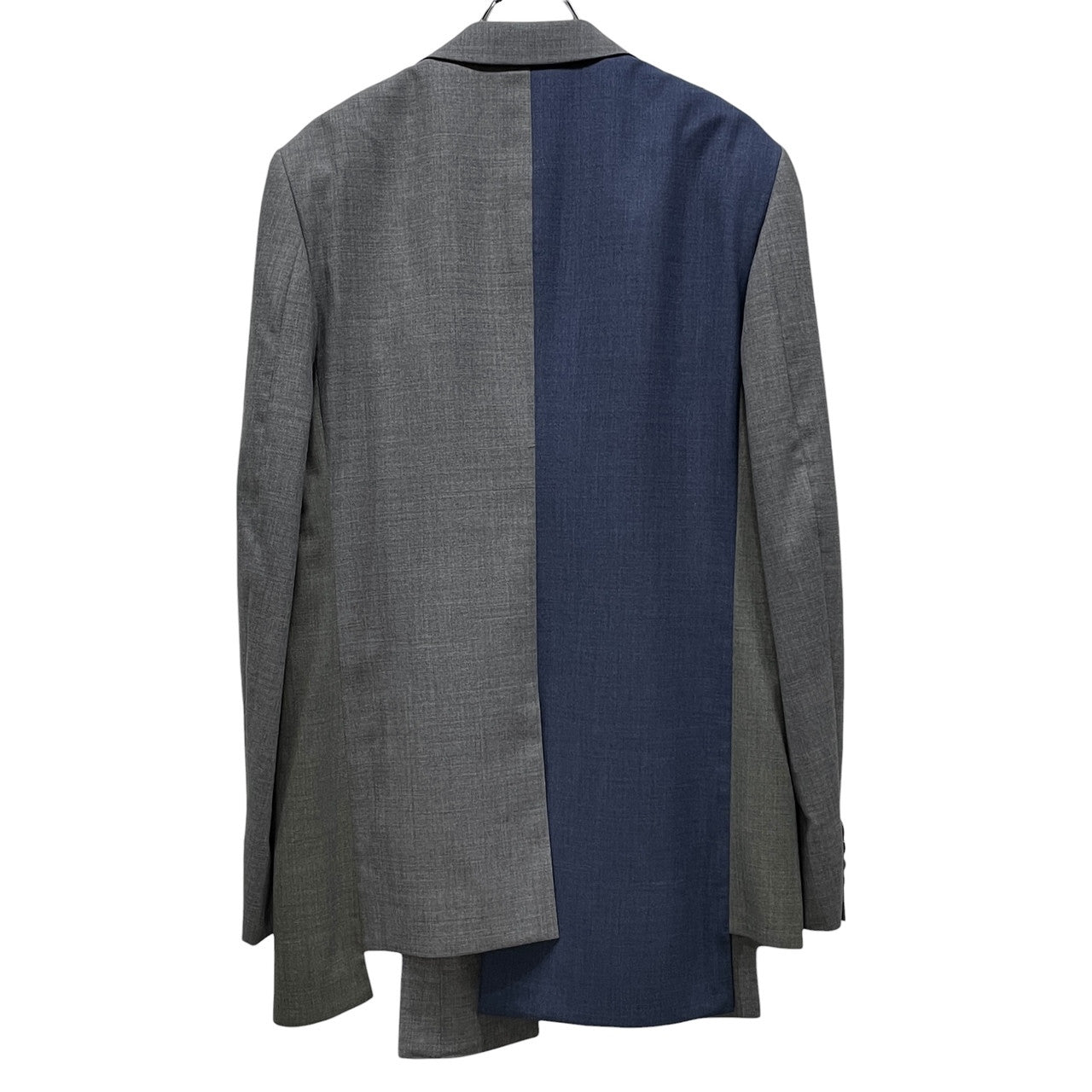 COMME des GARCONS HOMME DEUX 23SS ウール切替アシンメトリースクエアカット段返り3Bテーラードジャケット パッチワーク ブルゾン コート アウター コムデギャルソンオムドゥ メンズ