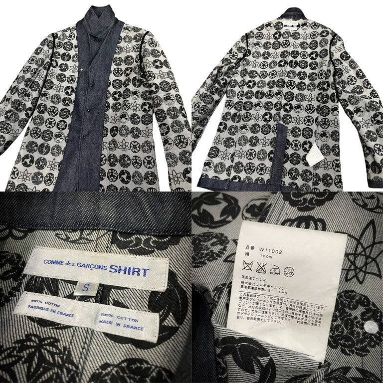 COMME des GARCONS SHIRT 裏地家紋プリントチェンジボタンリバーシブルデニムカバーオール Archive アウター ジャケット コムデギャルソンシャツ メンズ  W11002