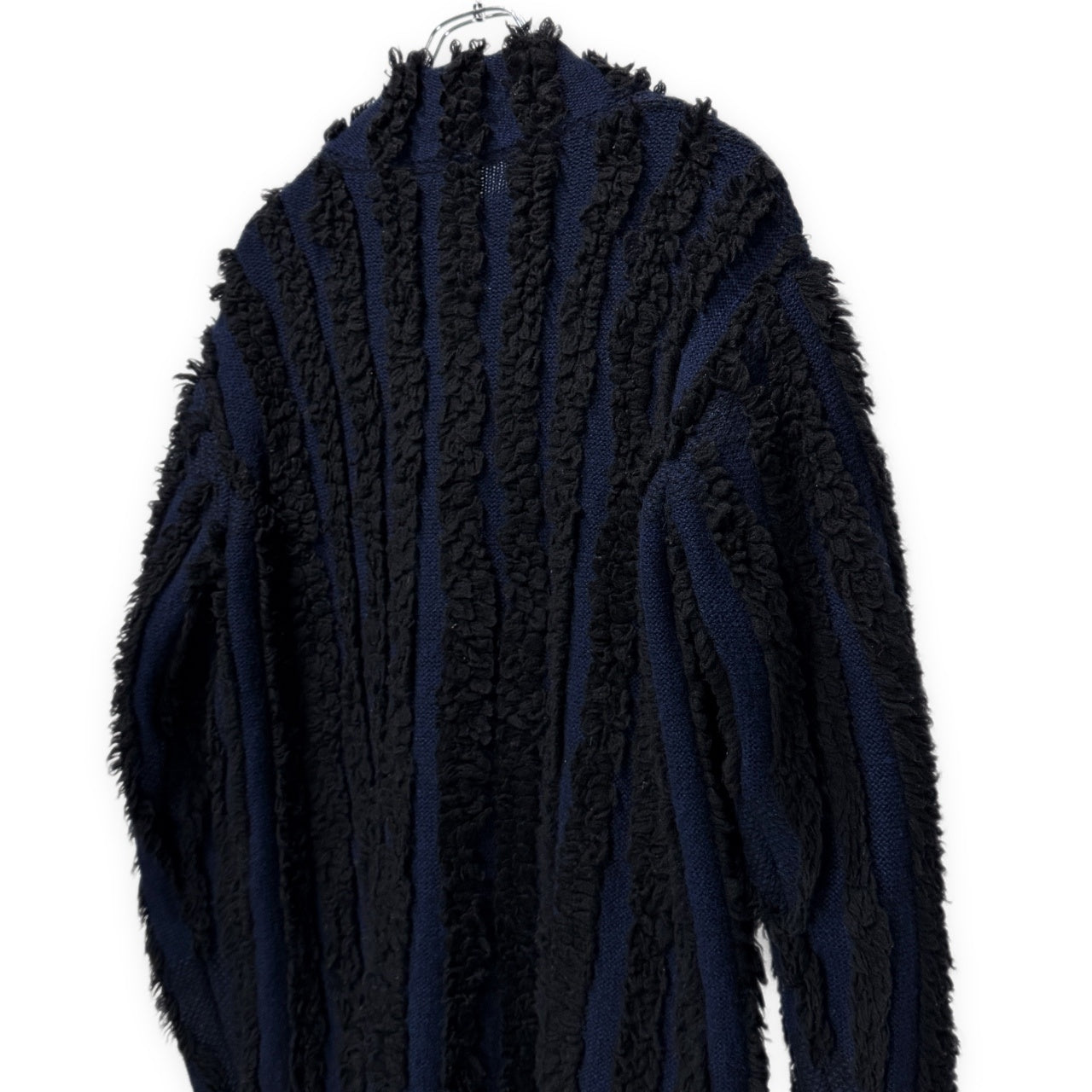 ISSEY MIYAKE MEN 02AW ボアストライプジップアップニットジャケット カーディガン ノーカラー トップス アウター Archive 00s イッセイミヤケメン メンズ