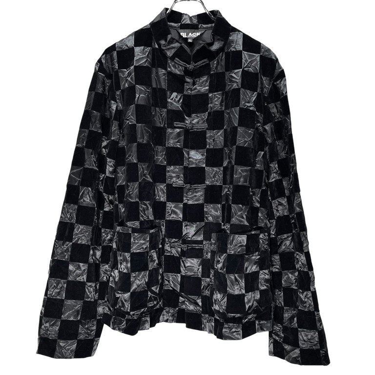 BLACK COMME des GARCONS 23AW フロッキーチェックプリントチャイナシャツ ブラウス トップス ジャケット ブラック コムデギャルソン メンズ レディース ユニセックス
