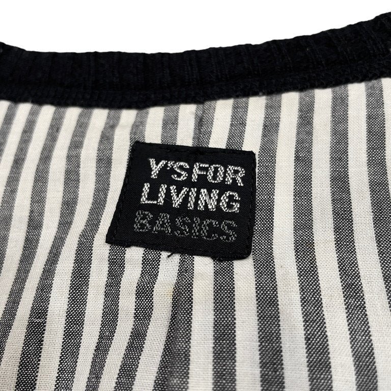 Y's for living ウールツイード裏地ストライプ5Bベスト ノースリーブ ジャケット Yohji Yamamoto ヨウジヤマモト ワイズ メンズ レディース ユニセックス