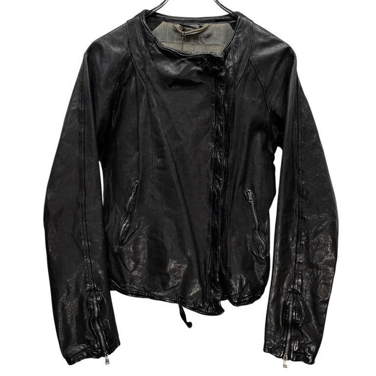 GIORGIO BRATO ラムレザーバックベルトノーカラーショートアビエータージャケット ブルゾン コート アウター ジョルジオブラット レディース