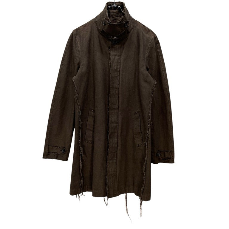 Dhyana 09AW コットンキャンバスカットオフチンストラップミドルコート アウター size 2 ステンカラーコート 裏地ストライプ アルチザン ディアーナ メンズ