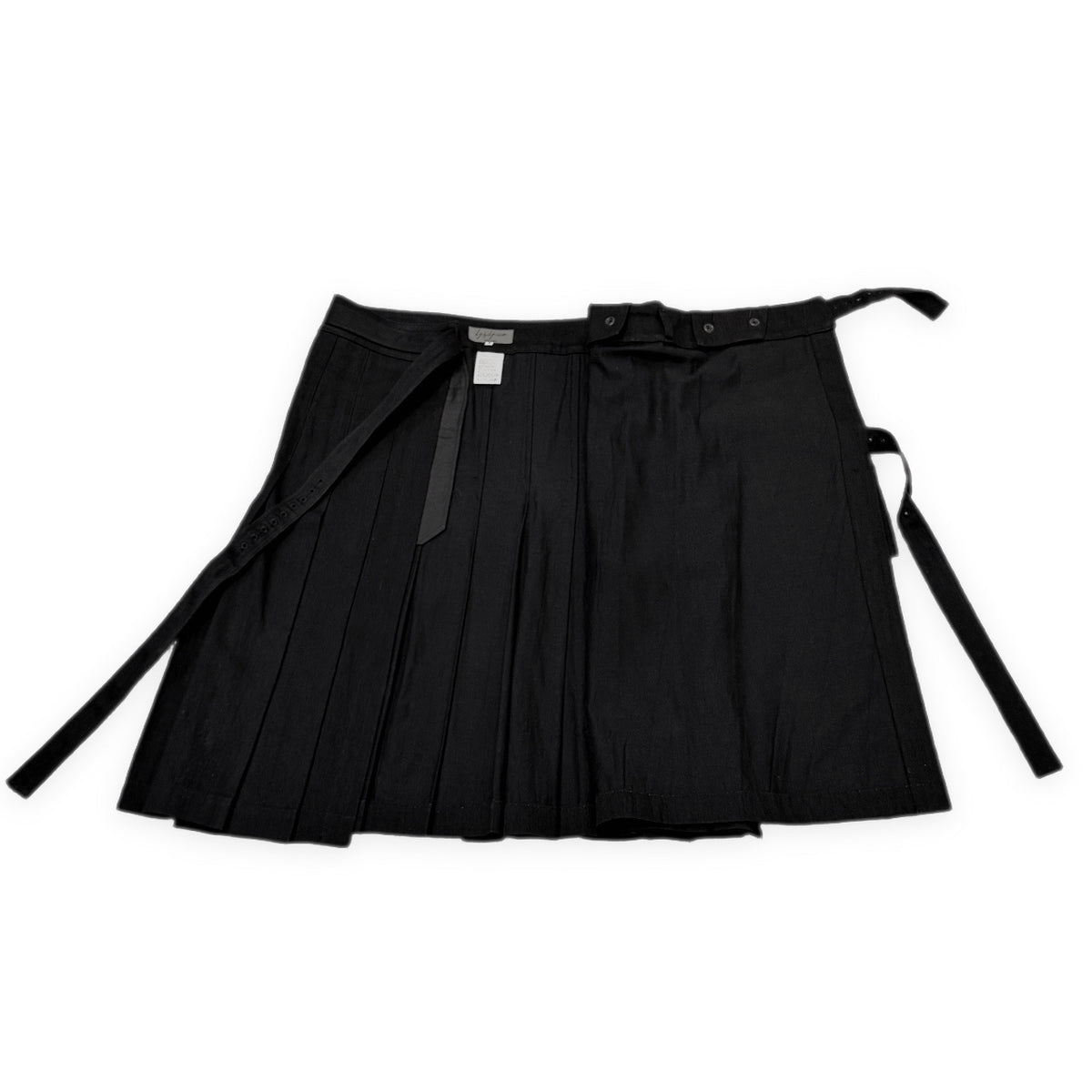 Yohji Yamamoto Pour Homme 16AW ブラックデニム手織りプリーツキルトスカート 巻き ボトムス パンツ Archive ヨウジヤマモトプールオム メンズ