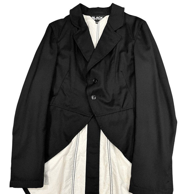 BLACK COMME des GARCONS ウールギャバジン燕尾2Bテーラードジャケット スタンドカラー スワロウテイル ブレザー コート アウター ブラック コムデギャルソン メンズ レディース ユニセックス