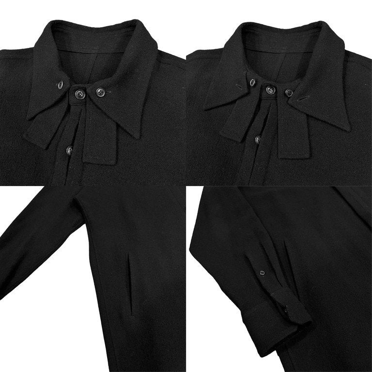 Yohji Yamamoto Pour Homme 19AW LONG BLOUSE MADE OF WOOL WITH FLY FRONT ウールフランネルバックボタン変形襟比翼ロングシャツコート ブラウス フラノ HC-B23-106