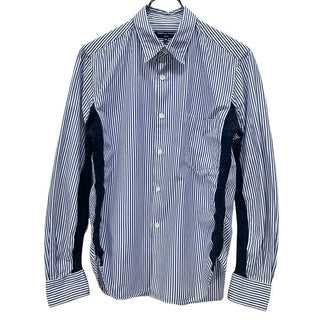 COMME des GARCONS HOMME ウール縮絨ニット切替コットンブロードストライプシャツ ブラウス トップス コムデギャルソンオム メンズ